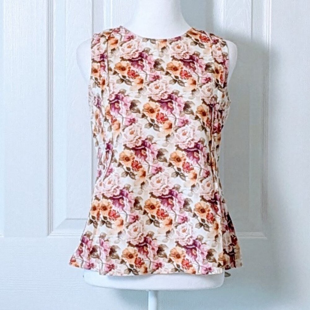 PARK AVENUE Women's 100% Cotton Sleeveless Top Blouse  Size 8  Multi Floral